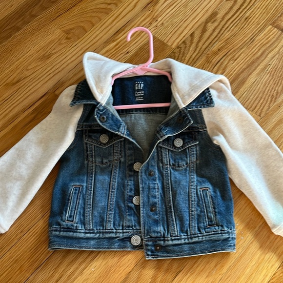GAP Jackets & Coats Baby Gap 3t Denim Jacket With Linen Sleeves And